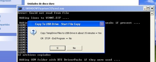 Copiando los archivos de XP a la tarjeta SD o pendrive